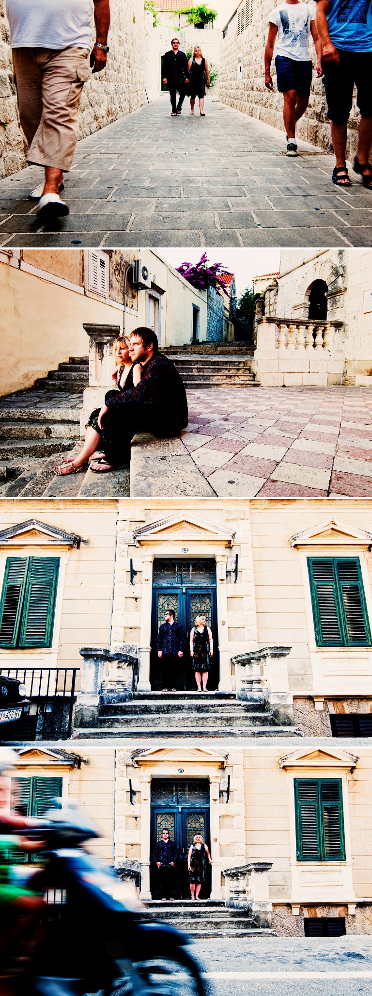 Portraits in the evening outside a beautiful church in Cavtat, Croatia.