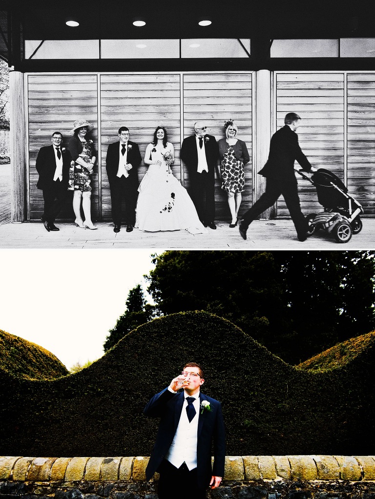 Groom at Utopia wedding venue at Broughton Hall Estate.