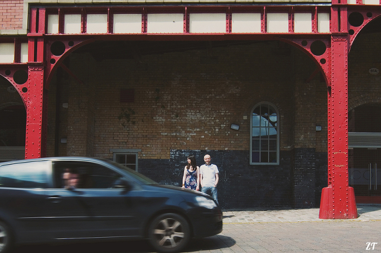 car thumbs up at pre wedding manchester shoot