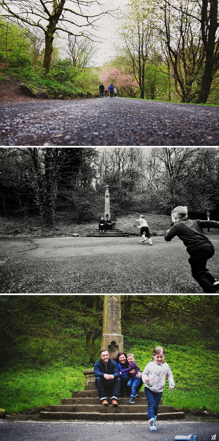 Family walking in the park in Blackburn Lancashire