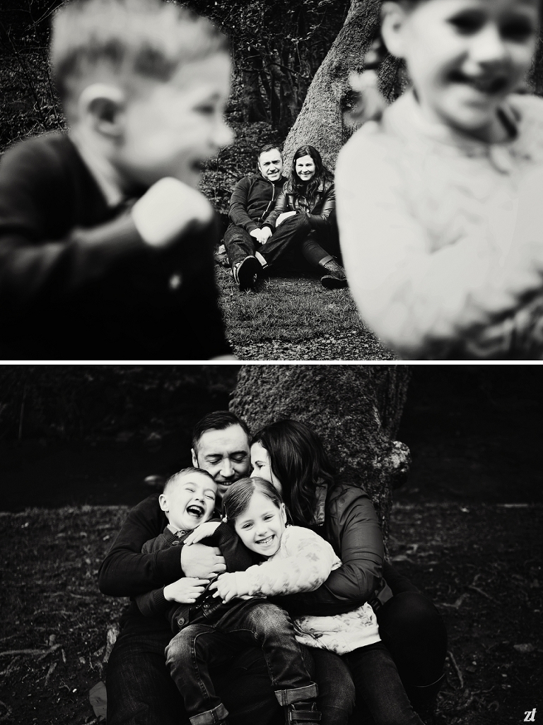 Mum and Dad watching their children dancing and laughing on Lifestyle Shoot Blackburn