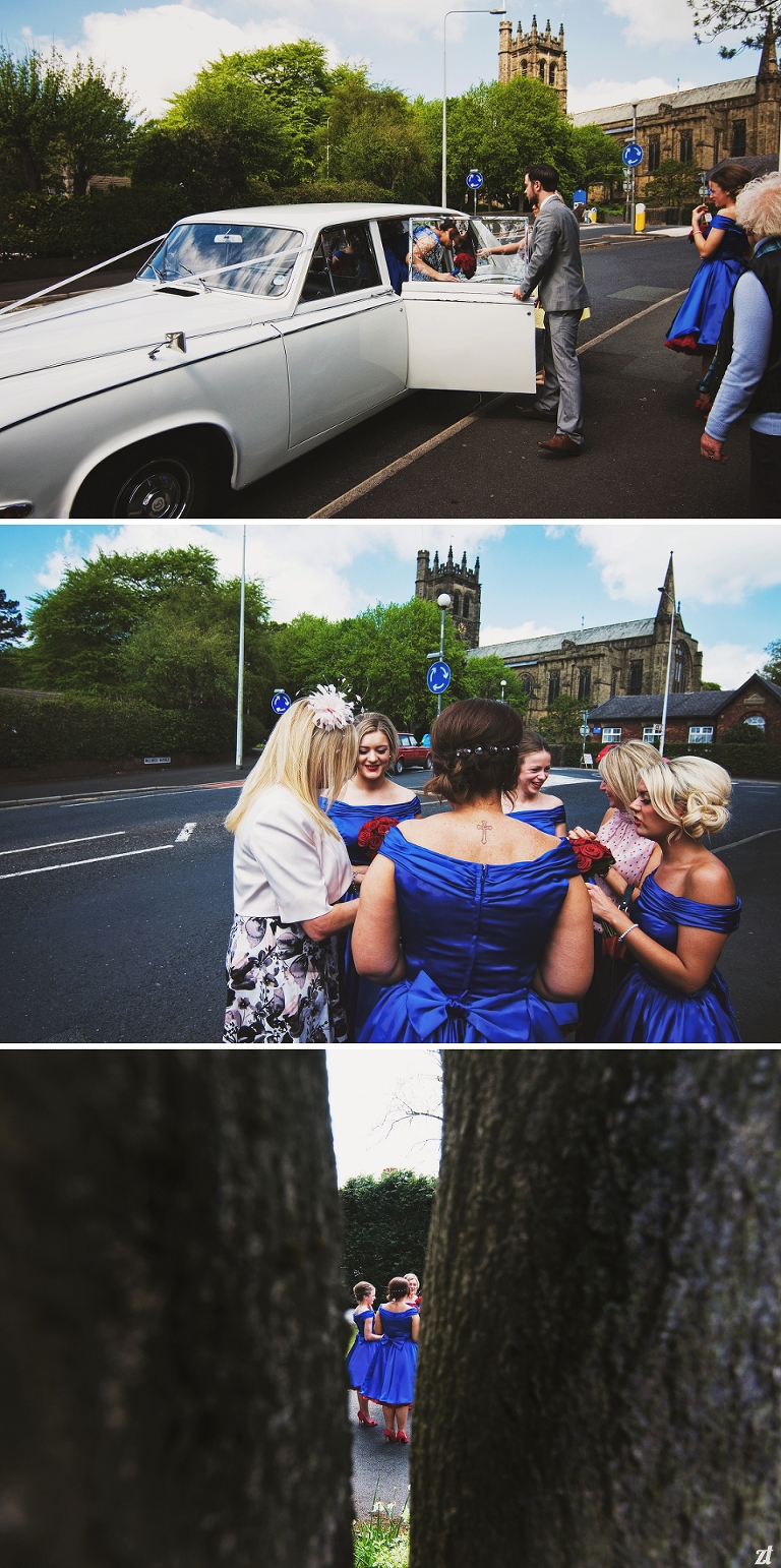 Bridesmaids waiting for bride in Lancashire