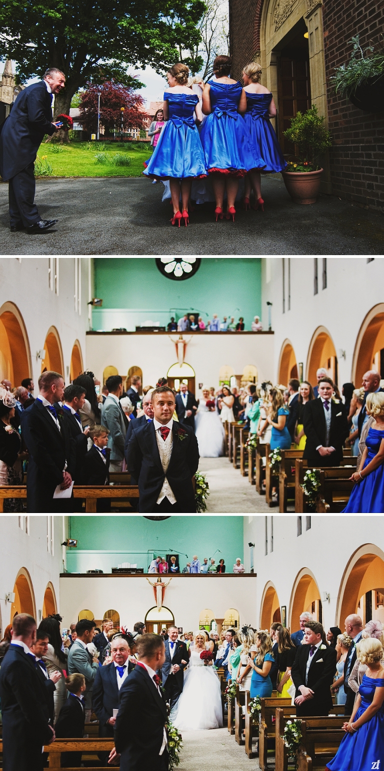 Bride walking down aisle at a Lancashire church
