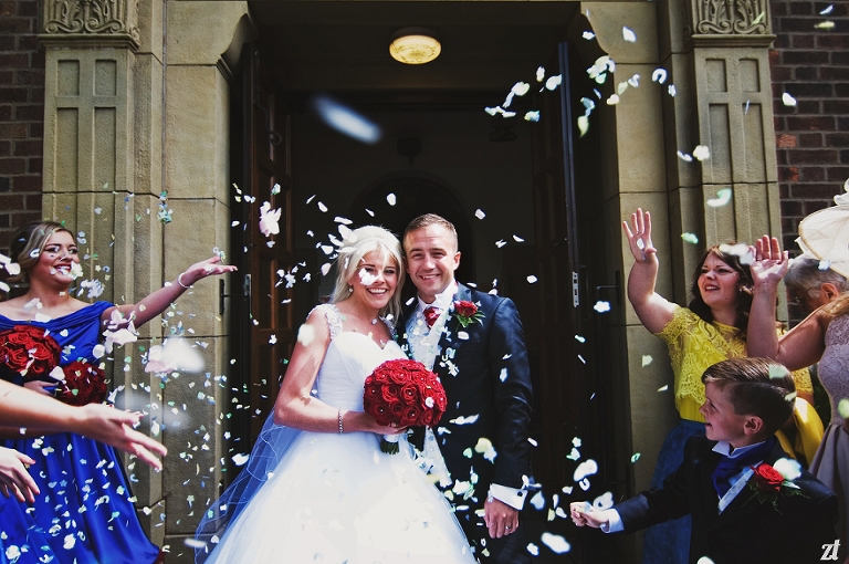 Confetti throwing at a wedding Blackburn Lancashire