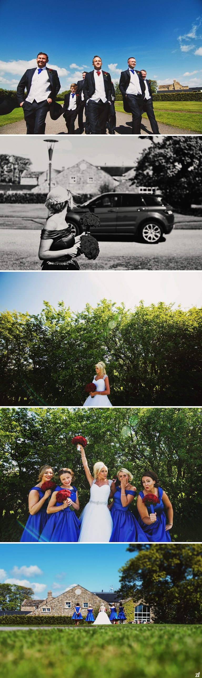 Groom and best man walking outside at Stanley House in Blackburn