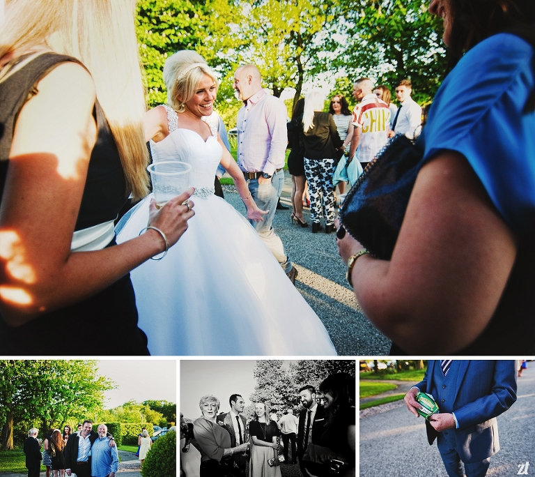 Bride showing off her dress to guests in Blackburn