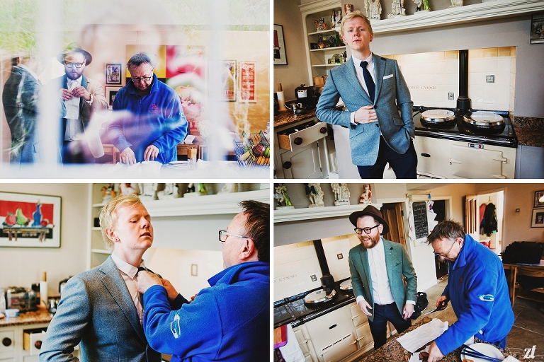 Men from Grooms party getting ready for a wedding