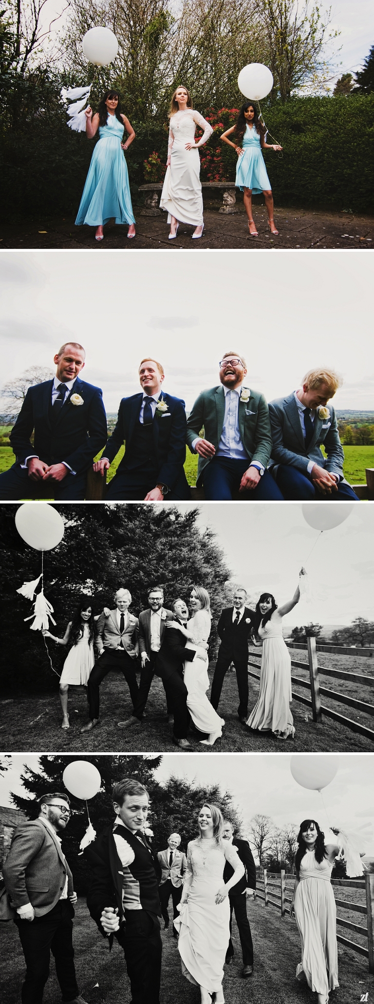 Fun bridal party at the Shireburn Arms country pub wedding