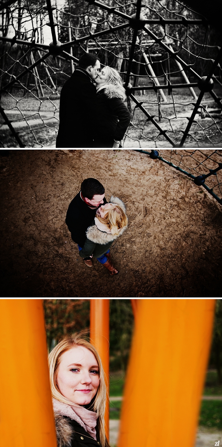 A couple kissing in a park in Lancashire