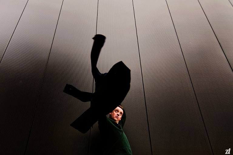 A groom swinging his coat in Lancashire