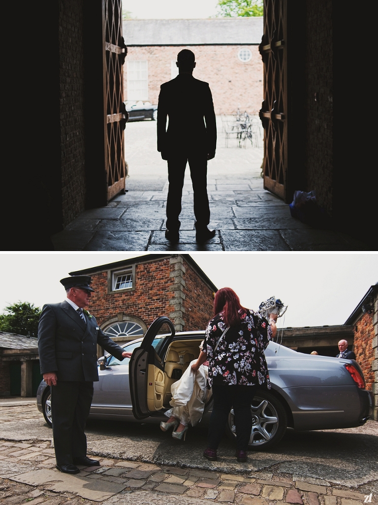 Groom waiting for his bride at a Meols Hall wedding