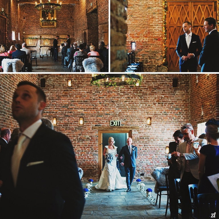 Groom waiting for his bride at a wedding at Meols Hall