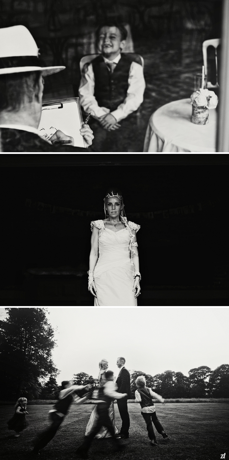 Black and white portrait of a Daenerys styled bride