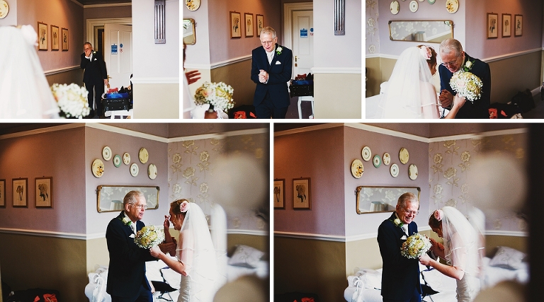 Father of the bride first look with daughter at Ashfield House in Wigan