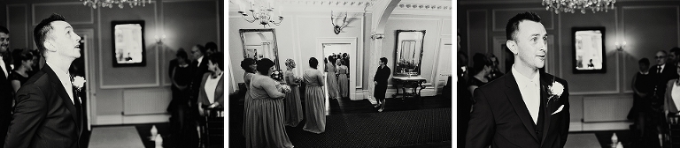 Groom waiting at a wedding in Lancashire