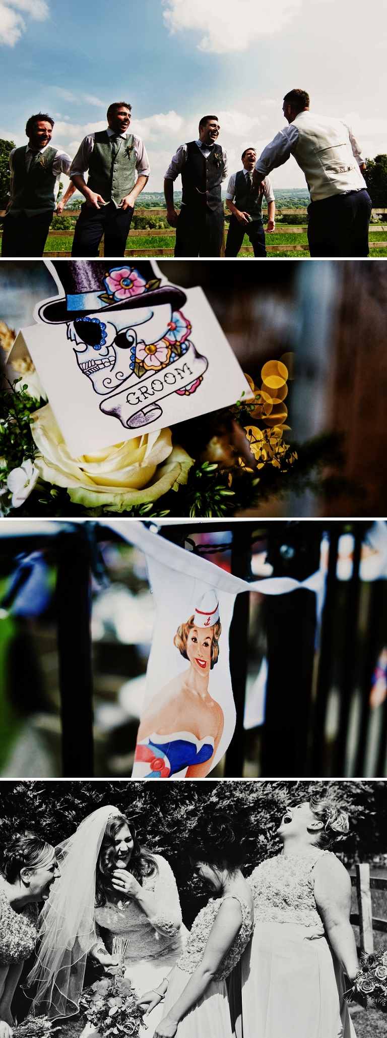 Bridesmaids and groomsmen at shireburn arms in lancashire