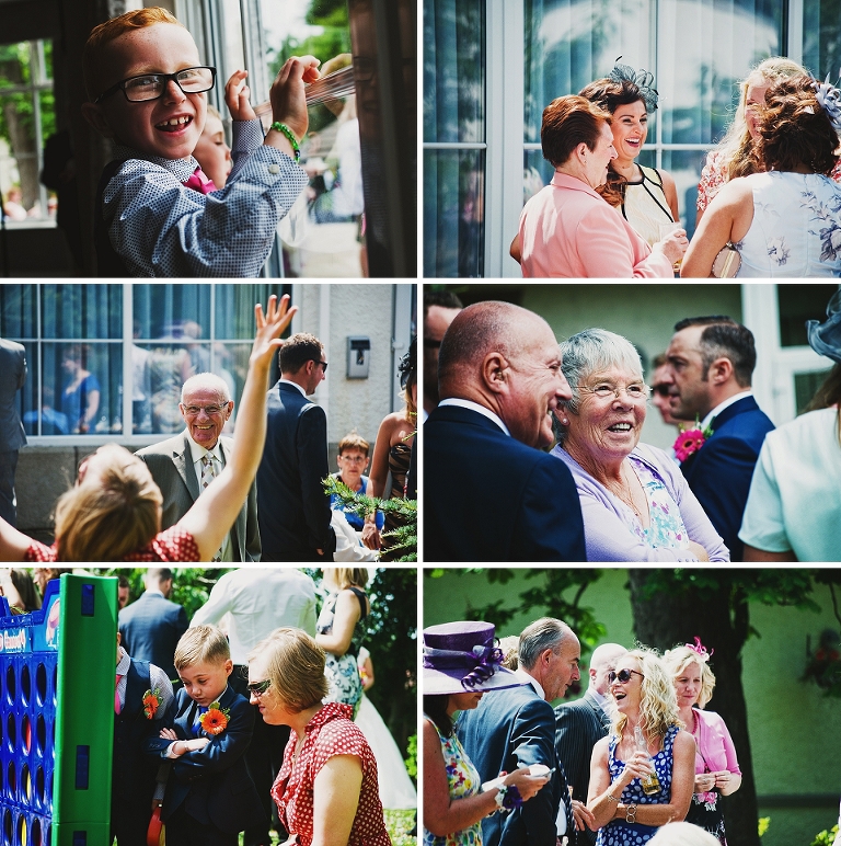 Guests laughing and playing games a wedding at Ribby Hall in Lancashire