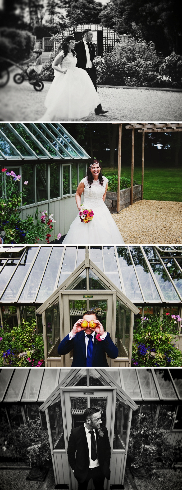 Bride and groom in gardens at Ribby Hall wedding