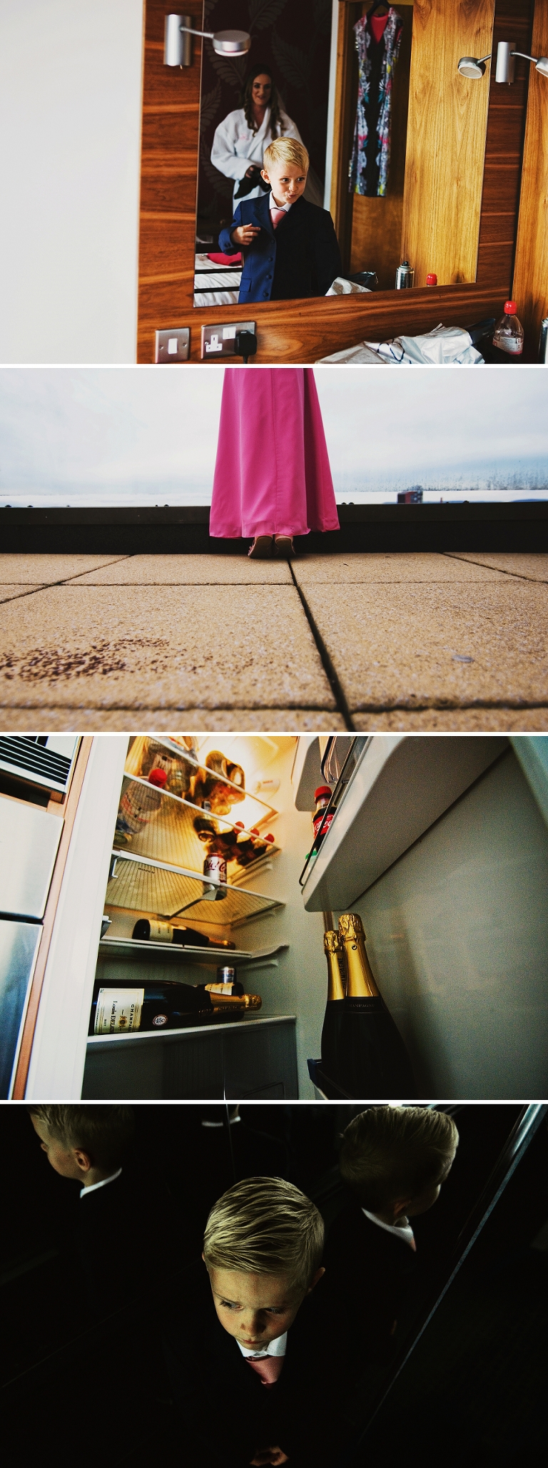 Bridesmaid on penthouse balcony at a city wedding