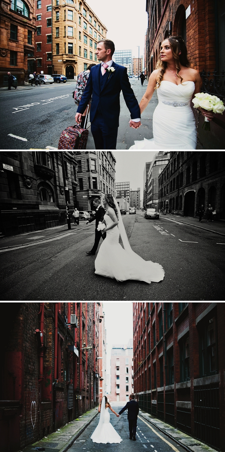 Bride and groom in Northern Quarter Manchester wedding
