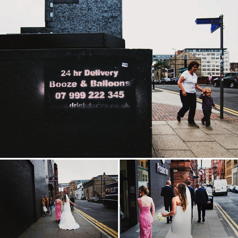 24 hour booze and balloons wedding photography in Manchester