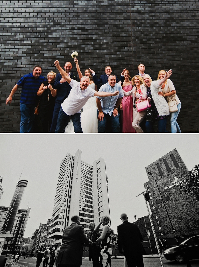 Photobomb with bride and groom at The Place in Manchester