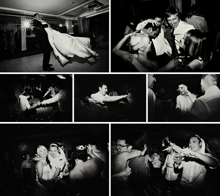 Black and white photographs of dancing at a wedding party in Wigan Lancashire