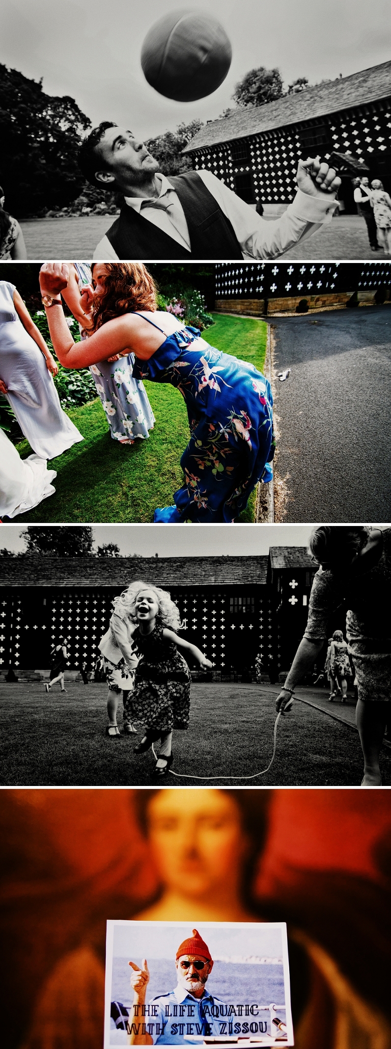 Guests and Bill Murray at a wedding at Samlesbury Hall in Lancashire, UK