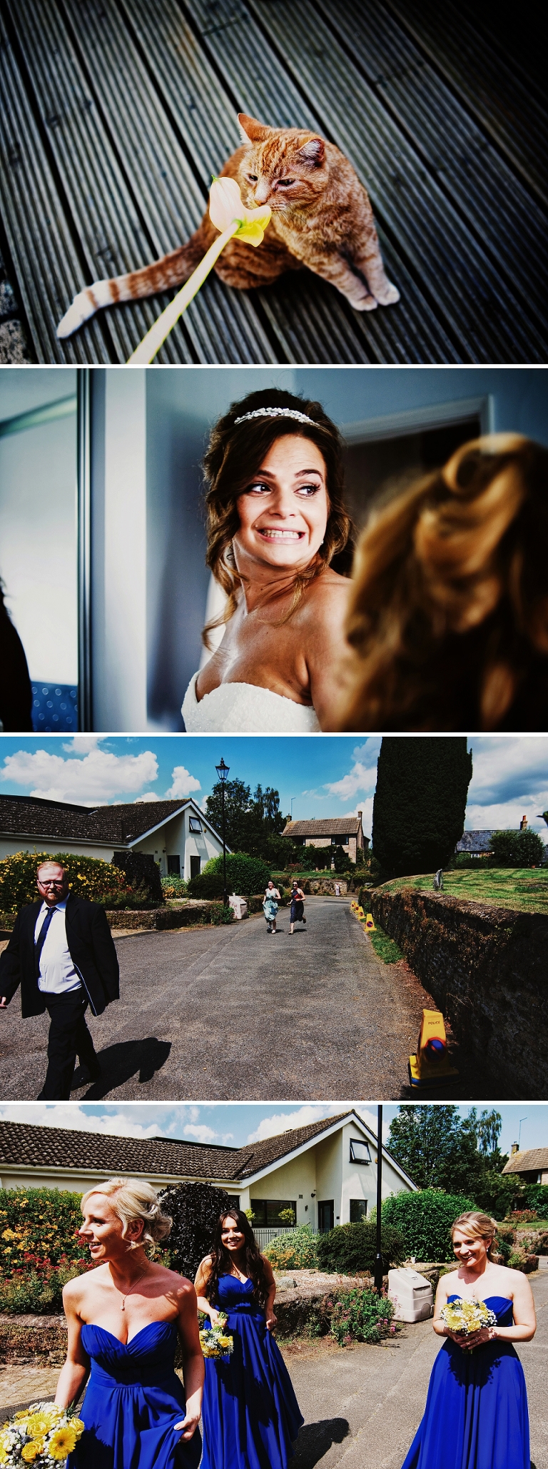 Bridesmaids outside ST Peters Church in Walgrave, Northamptonshire