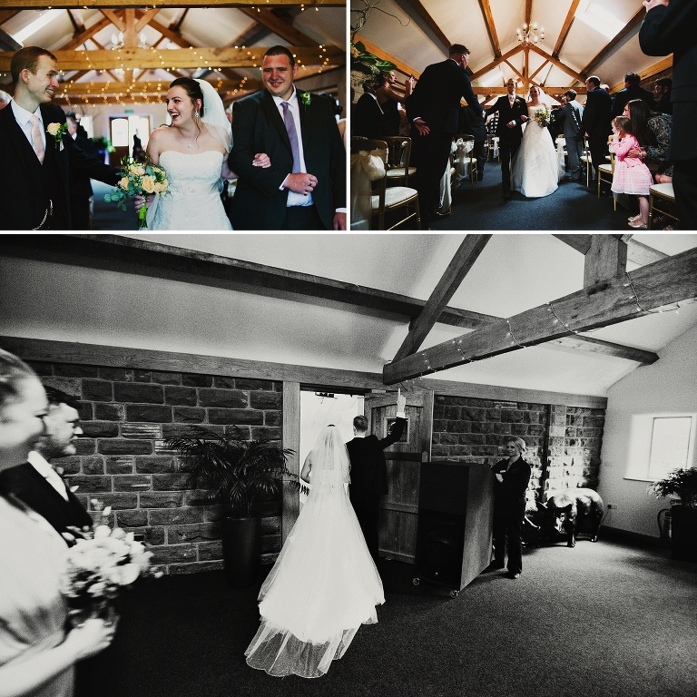 Bride and groom at their ceremony at Heaton House