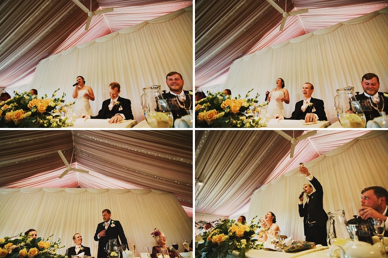 Bride and groom speeches at a wedding in Cheshire
