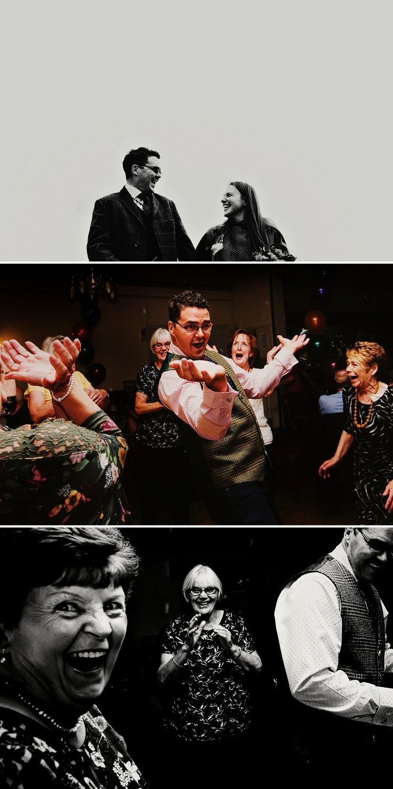 Tweed waistcoat and wedding dress by Legend Bridal Design and Lancashire Wedding Photographers ZT Photography