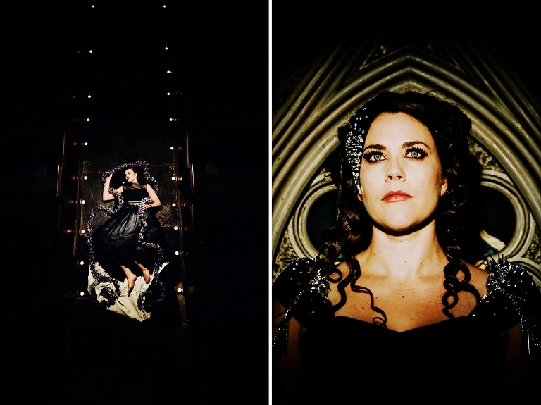 Hair by Duncan Fisher with make up by Sonara Parker, black wedding dresses made by Legend Bridal Designs