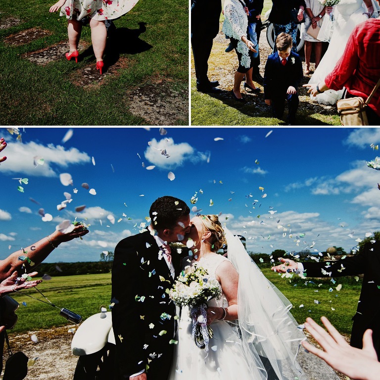 Confetti throw at Beeston Manor by lancashire wedding photographers