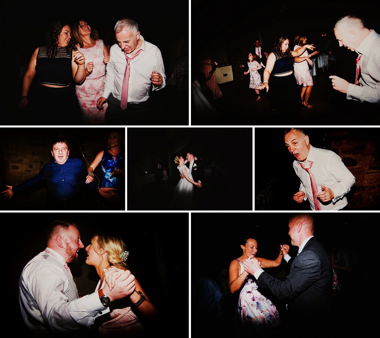 Colour photographs of dancing in the evening at Beeston Manor