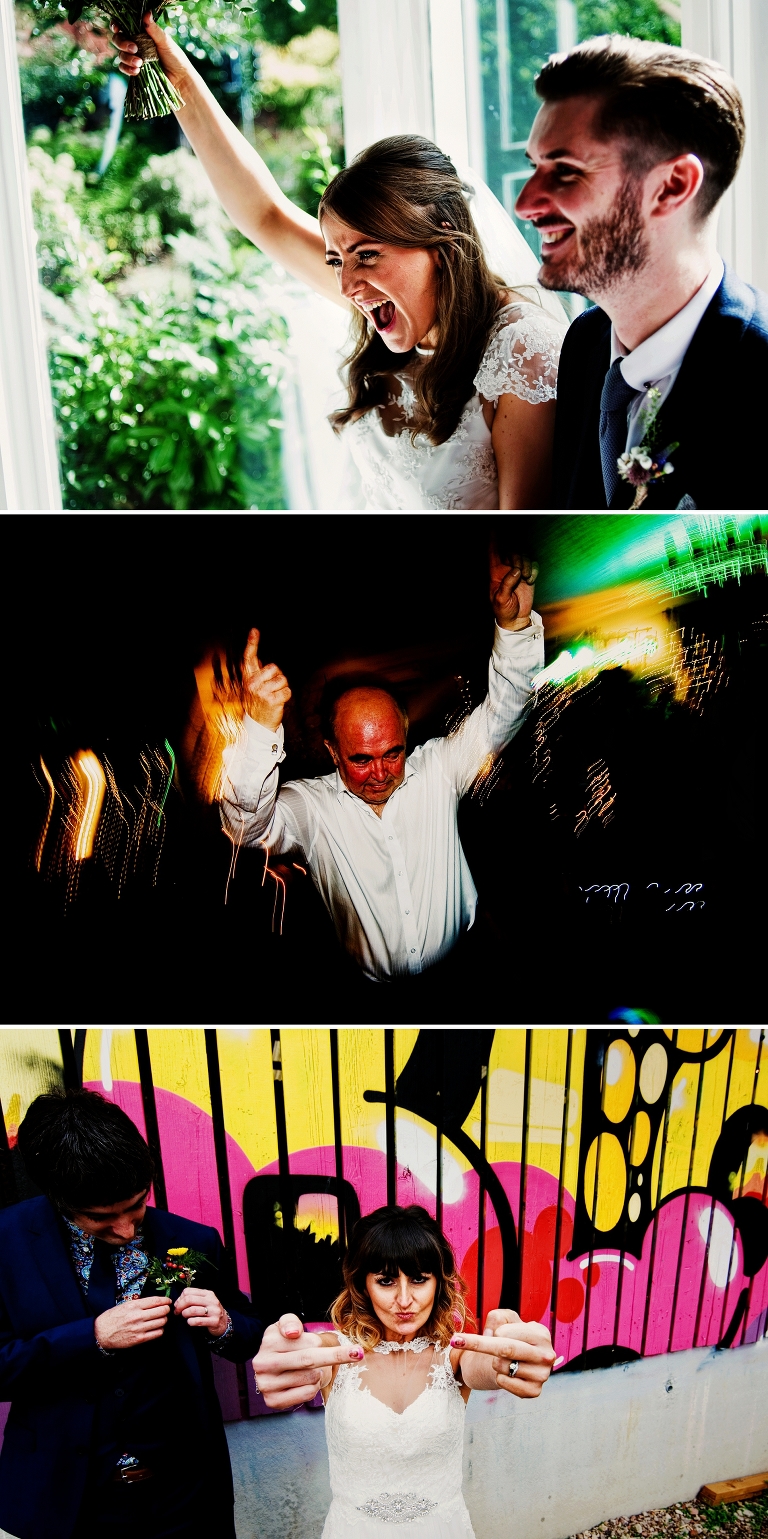 bride celebrating at didsbury house hotel wedding