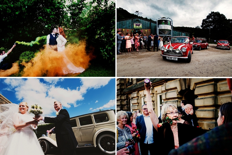 Bride arriving with father at beeston manor