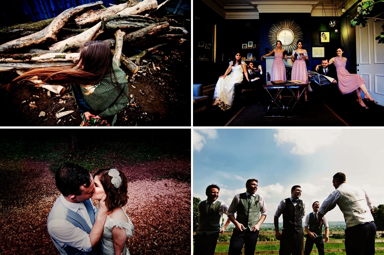 bride and groom with wedding party at eleven disbury park in manchester