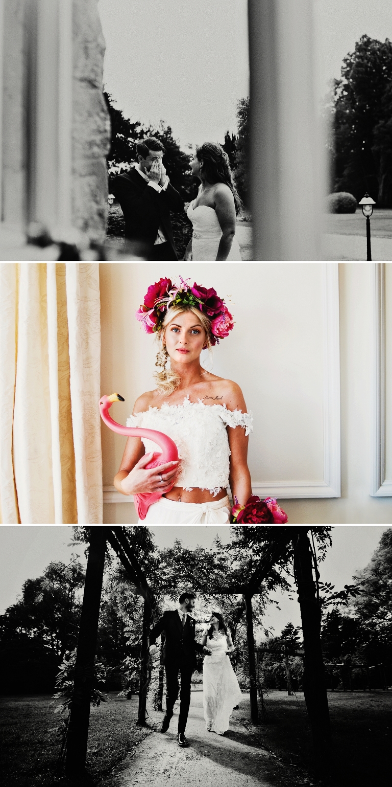 Bride wearing rose crown by Paragon Flwer Design at Ashfield House in Wigan