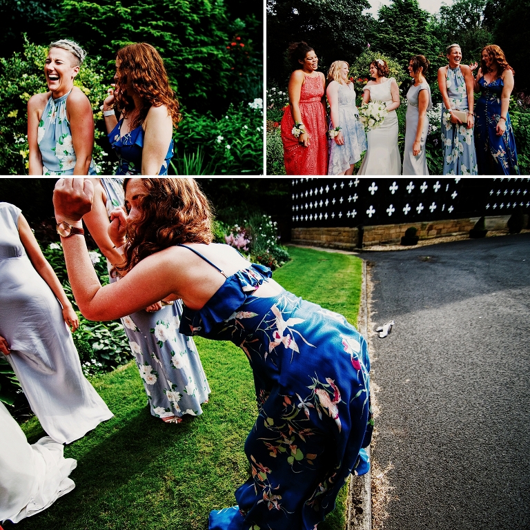 bride and bridemaid party at country venue samlesbury hall in lancashire