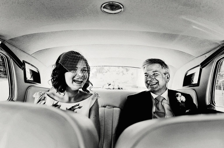 bride with her Dad at Samlesbury Hall.