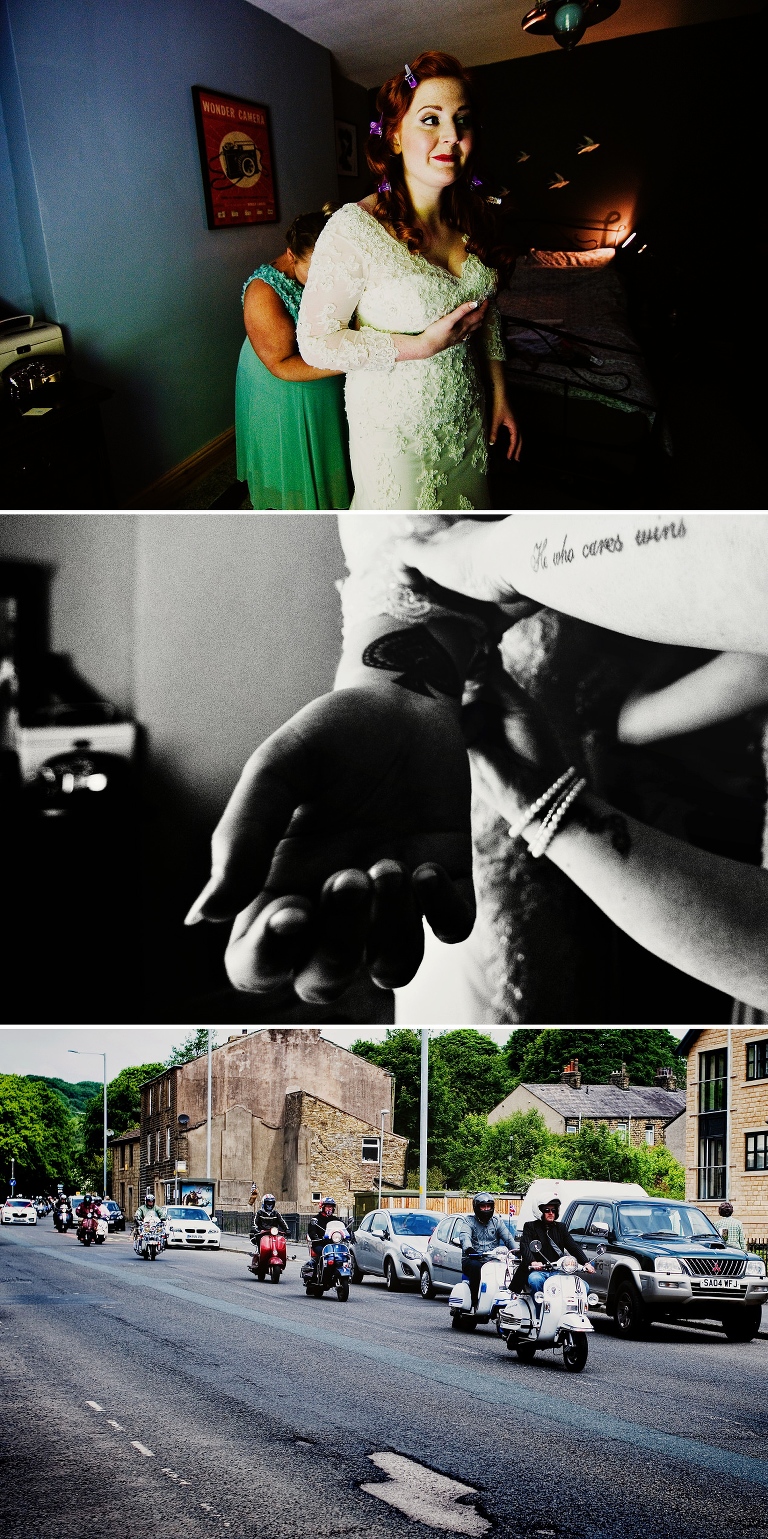 He who cares wins tattoo during bridal prep in Lancashire