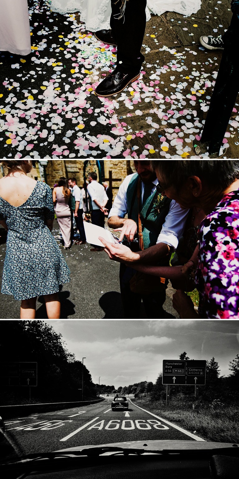 Confetti on the ground at a lancashire church