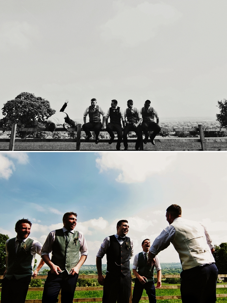 Groom and usher party at shireburn arms in lancashire