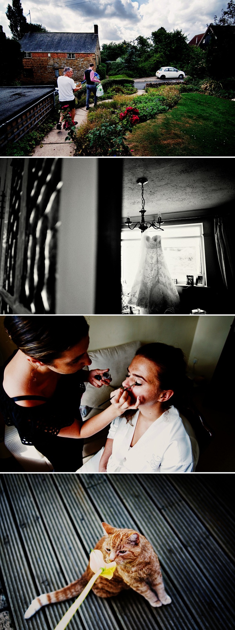 Make up during bridal preperations by northamptonshire wedding photographers