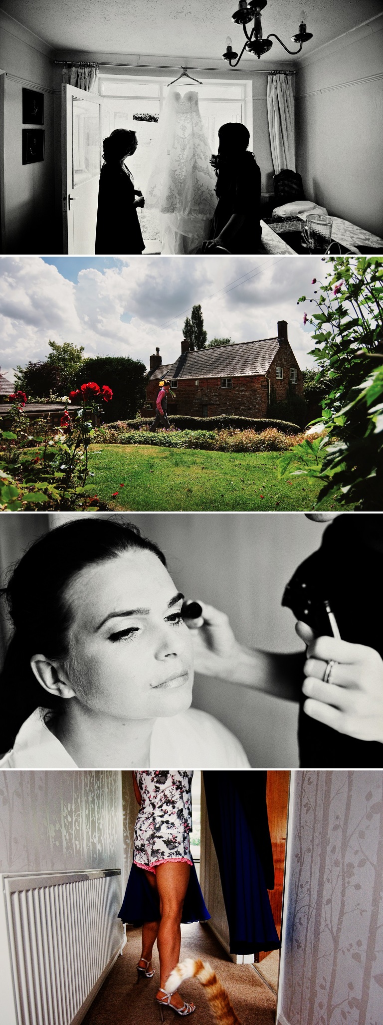 Black and white photography of a Kettering bride in the morning