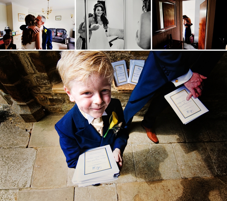 Page boy outside a church in northamptonshire