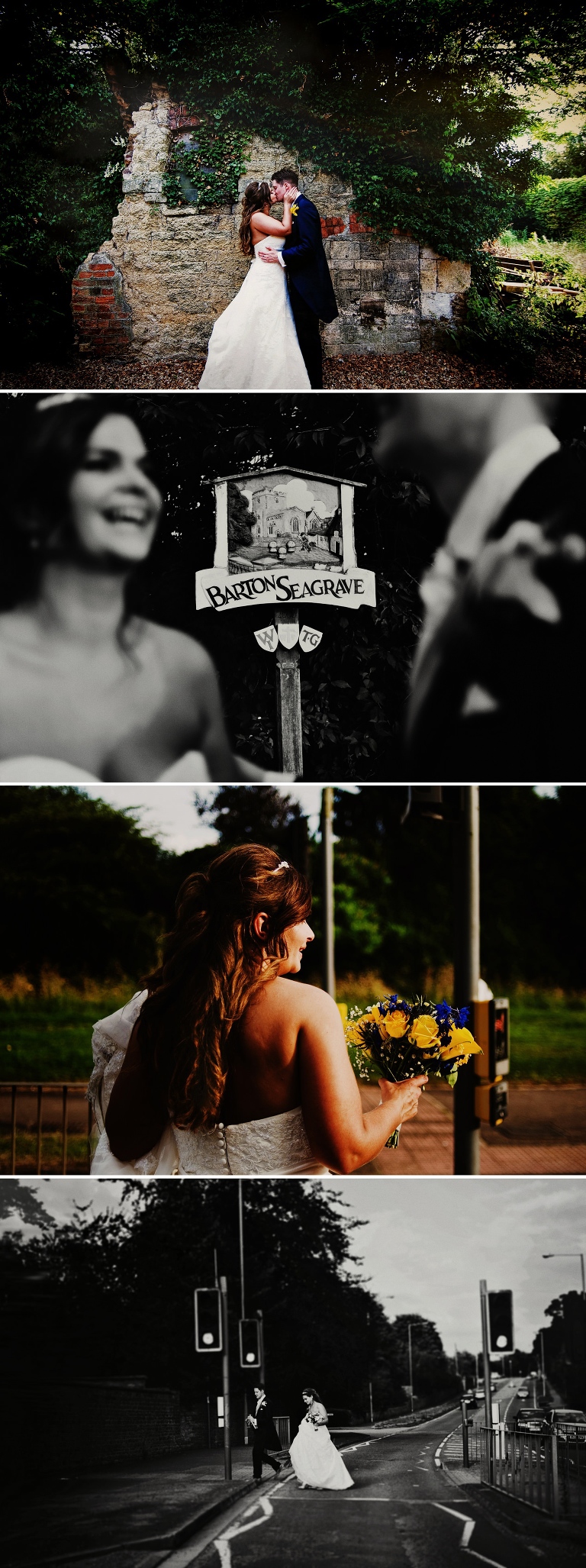 A Barton Hall wedding with barton seagrave sign