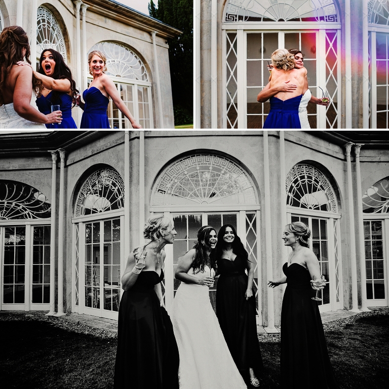 Bride and her bridesmaids at Barton Hall in Kettering