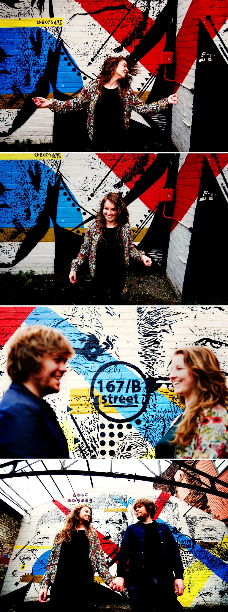 Engagement shoot with manchester northern quarter graffiti